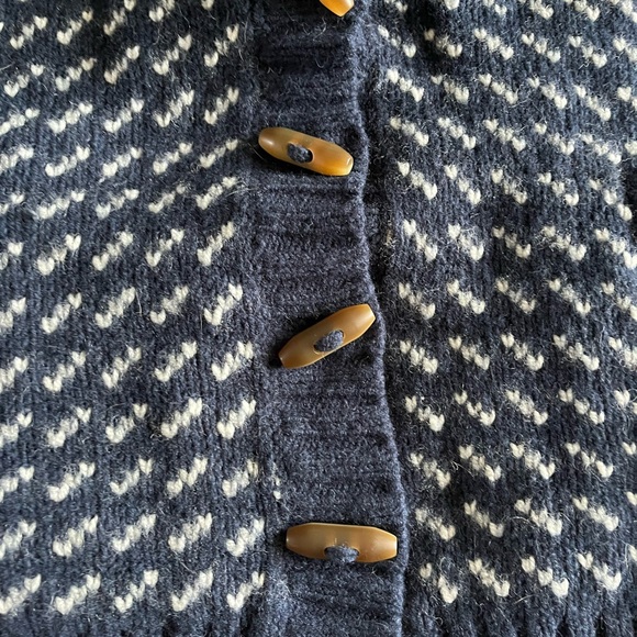 L.L. Bean Classic Ragg Wool Sweater, Cardigan Bird's-Eye Navy and White - Picture 7 of 7